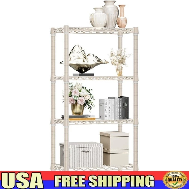 4 Tier Adjustable Storage Shelf Space Saver Kitchen Organizer Wire Rack New