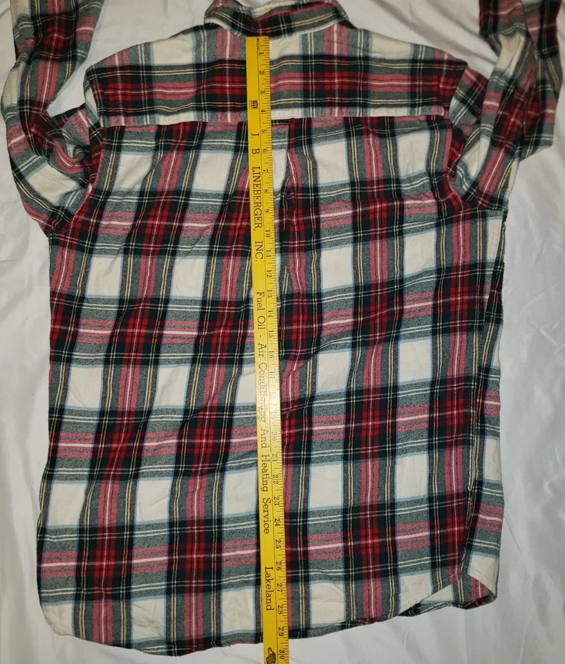 Red Head Mens Flannel Button Front Shirt L Long Sleeve Red Green Plaid Holiday - Image 3 of 4