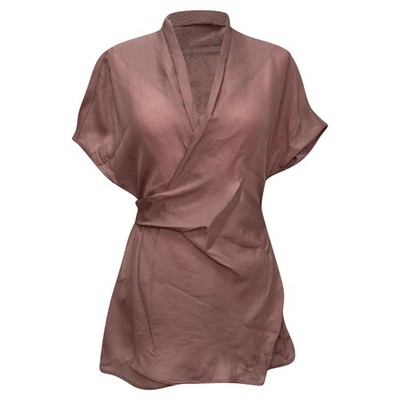 Rick Owens drapierte Waffel-Strick Wickelbluse aus Viskose Damen rosa Größe 44