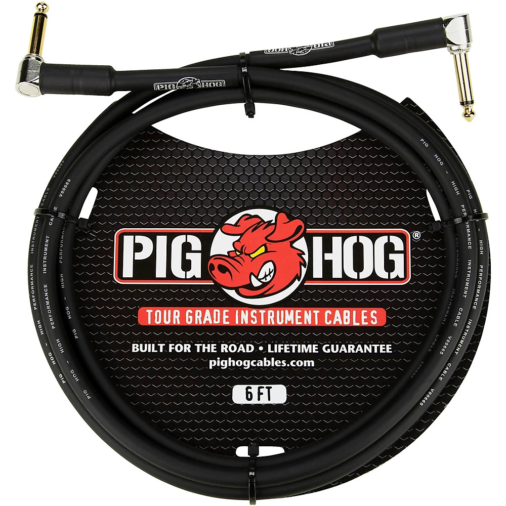 Pig Hog Instrument Cable 1/4'' Right Angle - 1/4'' Right  Angle (1 ft.) 6 ft.