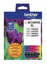 Brother Genuine LC30134PKS XL 4-Pack BCMY Ink Cartridges No Box