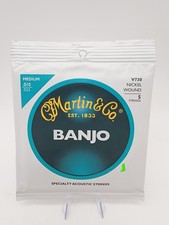 Martin Vega Nickel Wound Banjo Strings V730 5 String Medium .10 Silver Acoustic