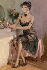 Hand Painted Oil Painting Konstantin Razumov Girl Modern Abstract Wall *069