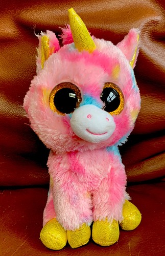 Ty Beanie Boo Fantasia 6" Unicorn Pink Tie Dye Rainbow Plush 2015 Cute - 第 2/9 張圖片