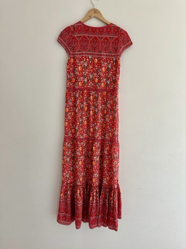 TULLE & BATISTE Lily Boho Cap Sleeve Maxi Dress - SCARLET RED. Size XS - Picture 4 of 8