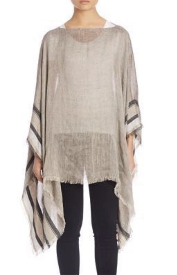 Poncho a rayas con borde de trapo y hueso al por menor $395 (agotado) Foto 3 de 4