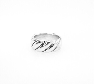 David Yurman .925 Sterlingsilber geformter Unisex-Bandring mit Kabelkontur