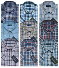 Mens Short Sleeve Shirt Check Yarn Dyed PolyCotton Summer M - 6XL By Tom Hagan