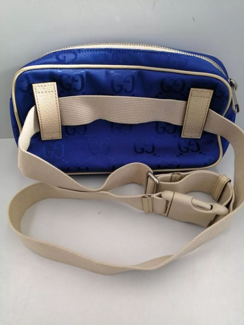 Gucci Off the Grid Ceinture Sac Body Bag Taille Sac 631341 Cuir Nylon Bleu Auth