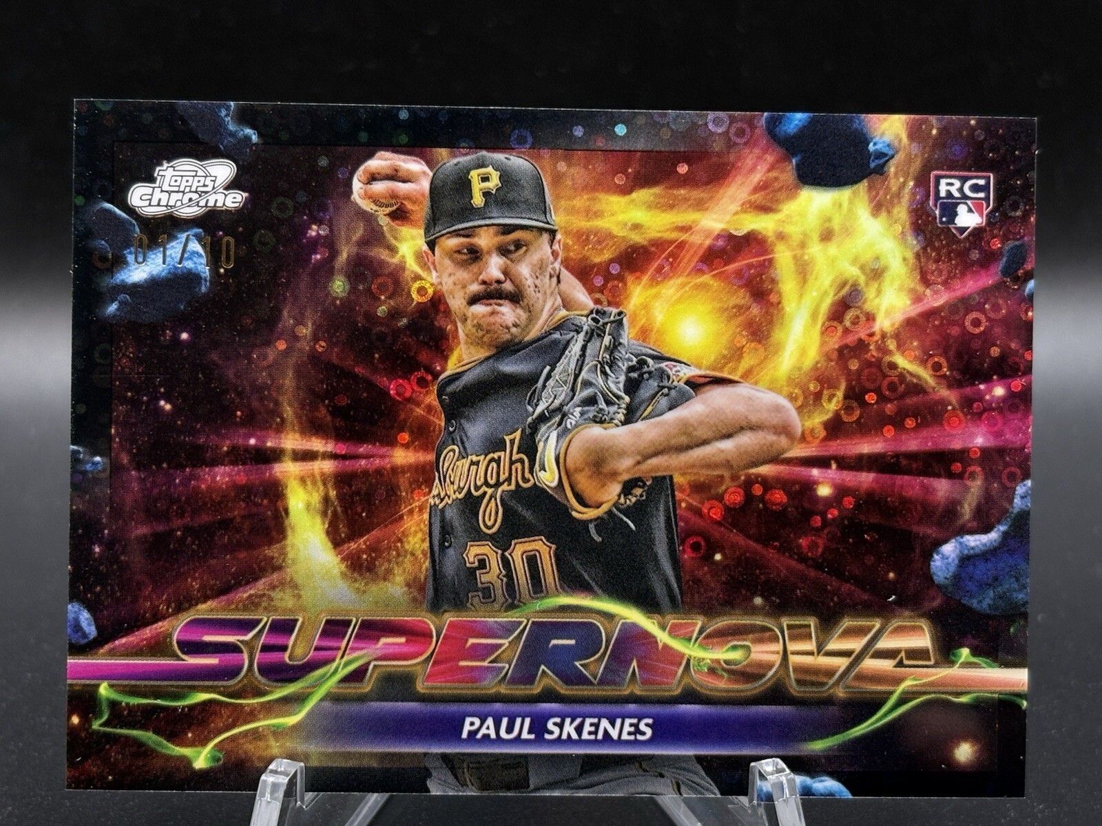 2024 Topps Cosmic Chrome Paul Skenes SPN-9 Black Eclipse Supernova RC SSP 01/10