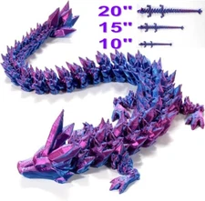 3D Printed Crystal Dragon Flexible Full Articulated Dragon Fidget Toy Decoration