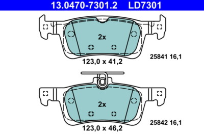 ATE 13.0470-7301.2 brake pad set, disc brake for Peugeot