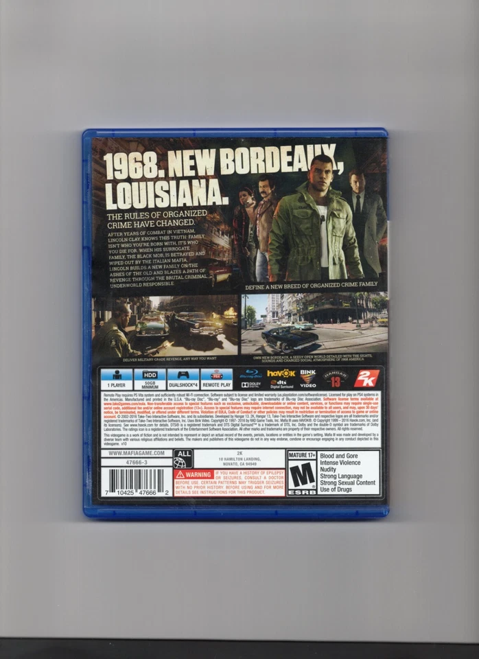 Mafia III (3) PlayStation 4 Edition - 2016 Classic Gaming Trilogy - Image 2 of 3