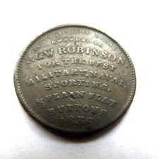 1836 R & W ROBINSON BEST MILITARY, NAVEL SPORTING, N.Y. HARD TIMES TOKEN
