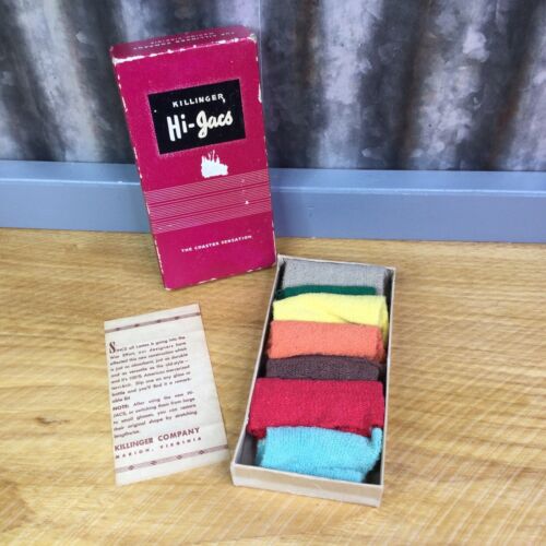 Boîte de 7 manches vintage Hi-Jacs Killinger Coasters tissu extensible couleur unie - Photo 1/12