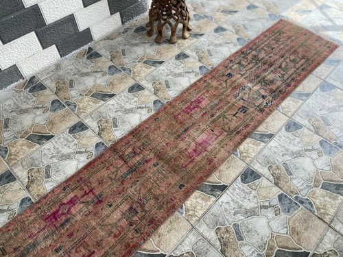 Vintage Persian Patchwork Runner Rug – 1.6ft x 11 ft Handwoven Long Narrow Rug - Picture 15 of 20