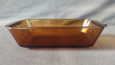 Vintage Anchor Hocking Fire King Amber 1 qt Glass Loaf Pan #441