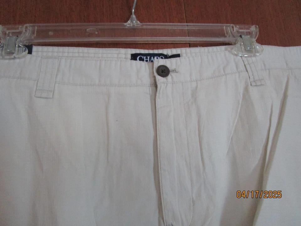 New Chaps Beige Stone Shorts Cargo Sz 42 Waist 10 Inseam 100% Cotton Side 20.5 - Image 2 of 4