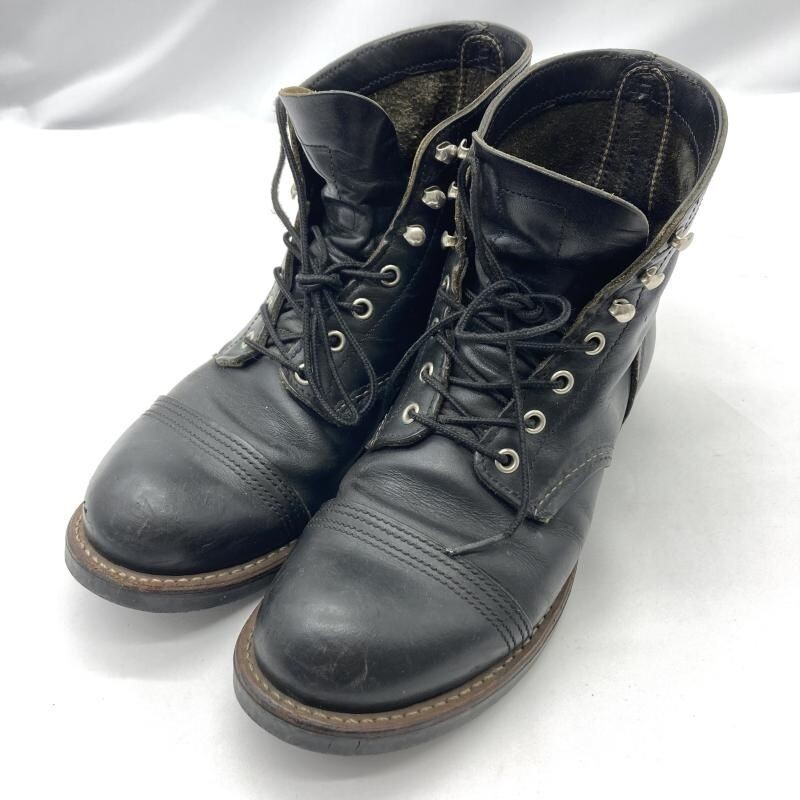 Red Wing Iron Ranger Work Boots color Black Leather Men's US 7.5