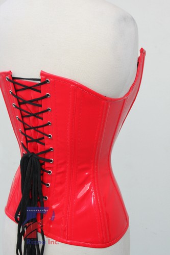 Black Steampunk Gothic Waist Trainer Boned Corset Bustier Overbust Basques Red - 第 6/8 張圖片
