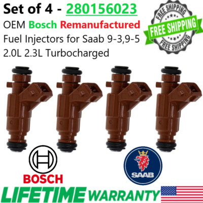 OEM x4 Bosch Fuel Injectors for 2000-2009 Saab 9-3,9-5 2.0L 2.3L Turbo 280156023