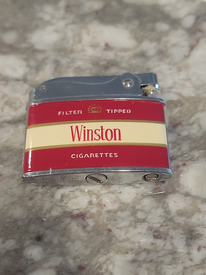 Vintage Chrome And Red Winston Filter Cigarette Lighter Japan