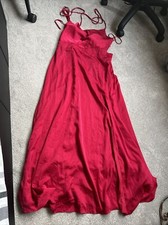 Ladies Dark Red Party Dress Size 8-10 Small. With Open Leg - Prom Dress