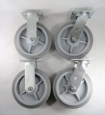 8'' x 2'' Non-Marking Rubber Caster(Flat) - Rigid (2EA) & Swivel (2EA)