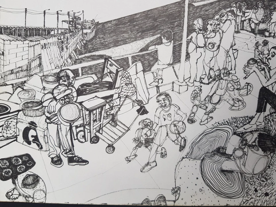 Gerardo GOMEZ El Salvador encre sur papier ink on paper contreseing 23/30.5 cm - Photo 1/1