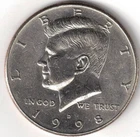 1998-D Denver Circulated Copper-Nickel Clad Copper Strike 50C Coin!