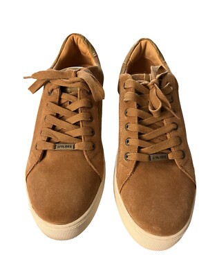 JSLIDES TAN SUEDE PLATFORM SNEAKERS SIZE 9.5