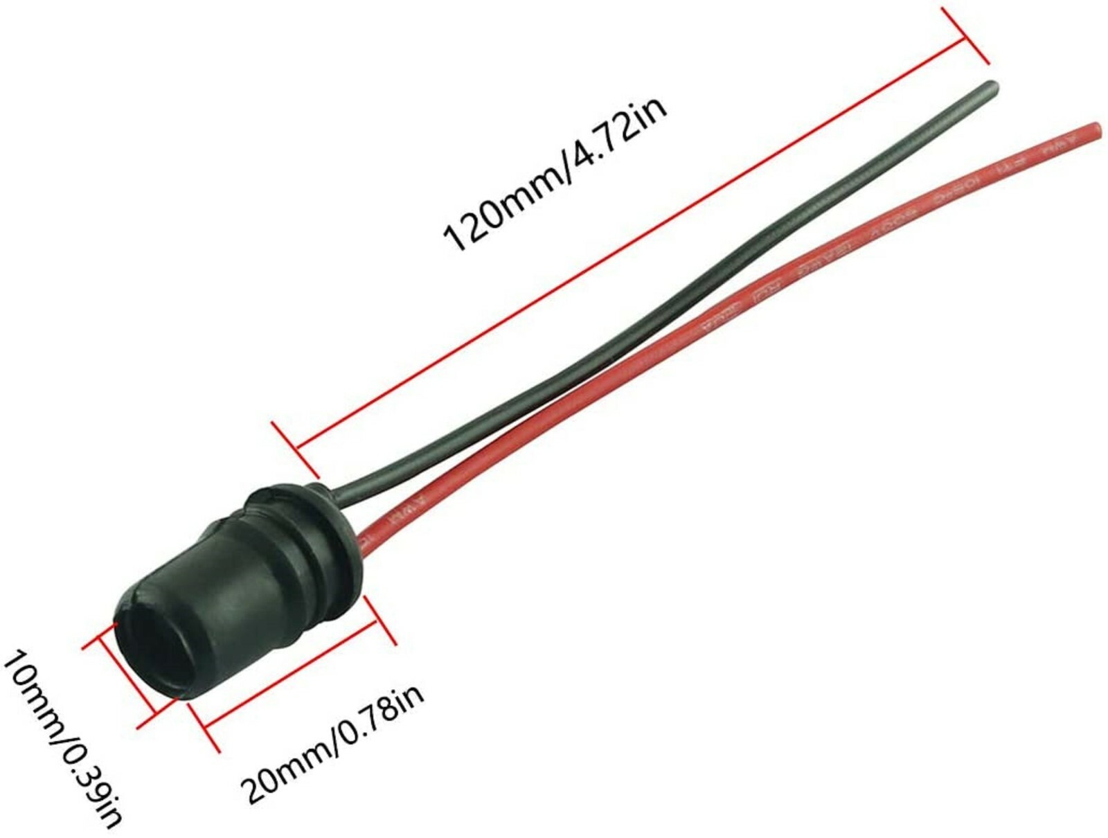 Universal 2-Pin W5W/T10 Wedge Bulb Pigtail Harness (2-Pack) - 6", 15 AWG, For Marker Lights