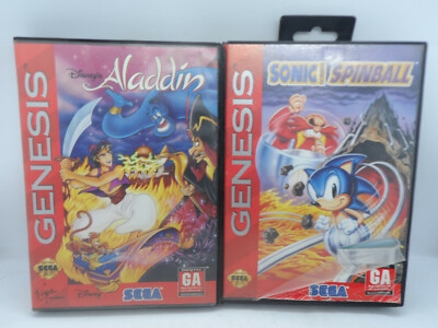 Lot (6) Sega Genesis - Jammit, Sonic Spinball, Aladdin, PGA , Football 94. F-117