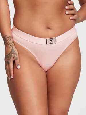 Victoria's Secret Sexy Shine Patch Band Thong Pink Pantie Elegant Bling Logo NWT