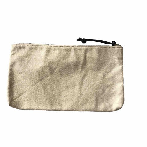 NWT Everlane Organic Canvas Pouch Cosmetic Makeup Zip Bag Beige Logo 13W x 7H - Picture 2 of 11