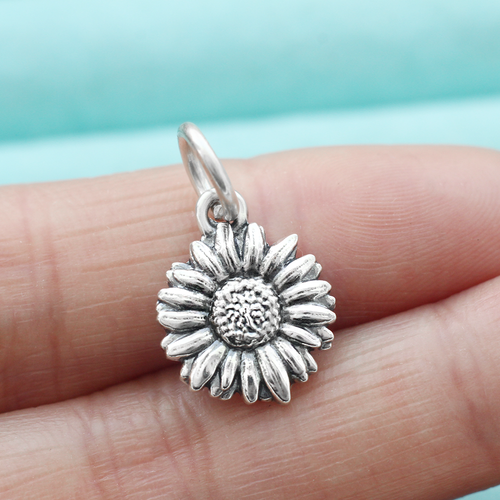 925 Sterling Silver Sunflower Pendant Charm For Necklace Bracelet Mother's Day - Picture 5 of 6