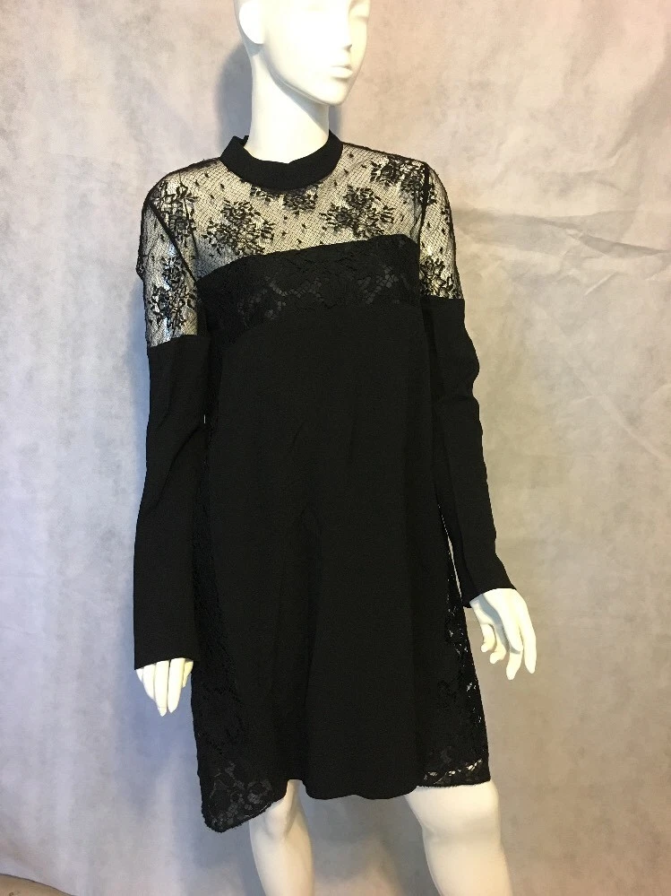 NUOVO! Abito Prada Milano in pizzo nero $2.340 P32Z6 S161 1JYB [TAGLIA 44] #e89