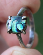 STERLING SILVER  ABALONE shell ladies ring 925 size 7.5 BRAZIL signed