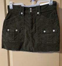 Womans Juniors American Eagle Green Corduroy High Rise- A-LIne Skirt Size 6 NWT