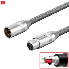 3.3FT 3-Pin XLR Male to Female Balanced Audio Microphone Extension Cable Gold