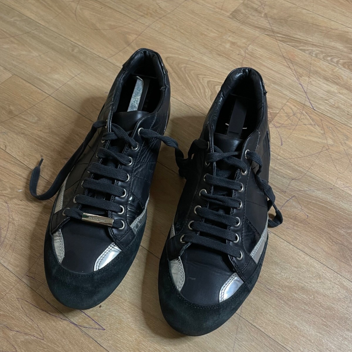 靴 Dior homme Black leather shoes Christian Dior Homme Sneakers Men's Low TOP Black Leather