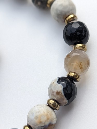 NWOT BRONZE, ZEBRA JASPER STONE & PURPLE SUEDE TASSEL 36" NECKLACE - 第 6/9 張圖片