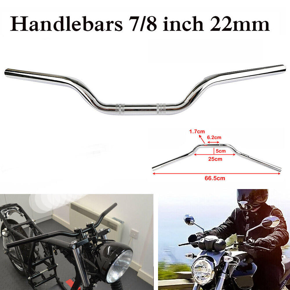 Universal 7/8"" 22mm Motorcycle Handlebars Motorbike Drag Bar Chrome For Harley