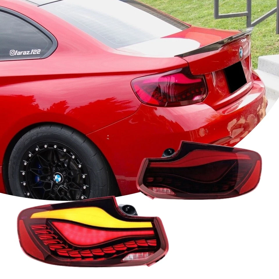 LH+RH Red Fits BMW 2 Series M2 M235i M240i 2014-2021 LED GTS Tail Light Dynamic — 第 2/4 张图片