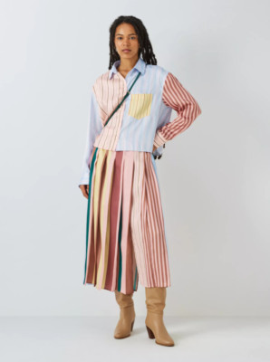 Weekend MaxMara Fagus Striped Midi Skirt, Multi, US Size 14 (UK18)