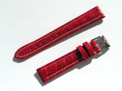 Breitling Band 906P 16mm Leder rot red roja Strap mit Dornschliesse 059-16