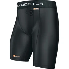 Shock Doctor Boy's Core Compression Shorts with Athletic Cup Pocket - Black