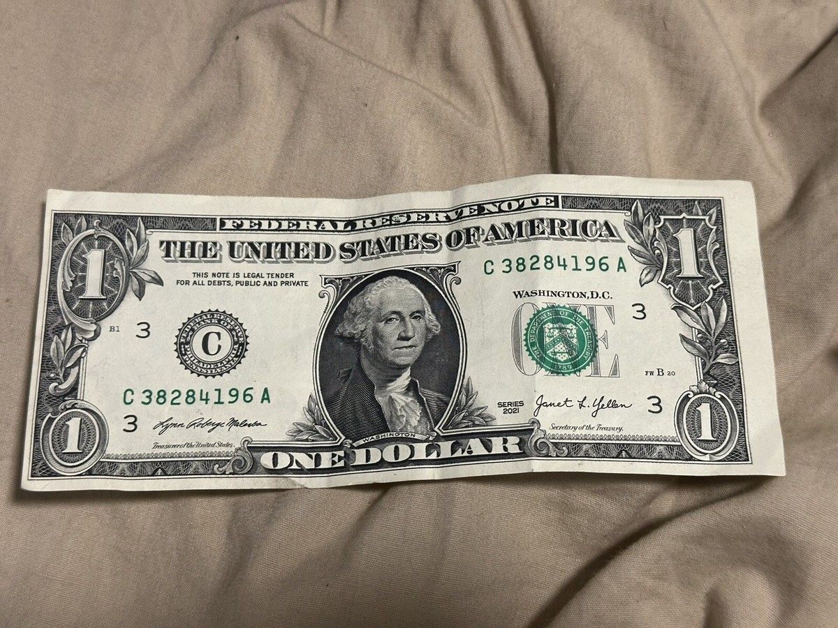 2021 $1 One Dollar Bill Error (Misaligned Misprint Offset + Number