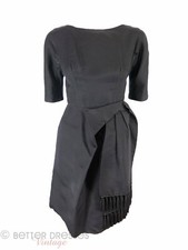 Vintage 50s Black Cocktail Dress - xs, sm