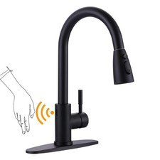 Touchless Kitchen Faucet with Sprayer, Smart Motion Sensor Matte Black Kitche...